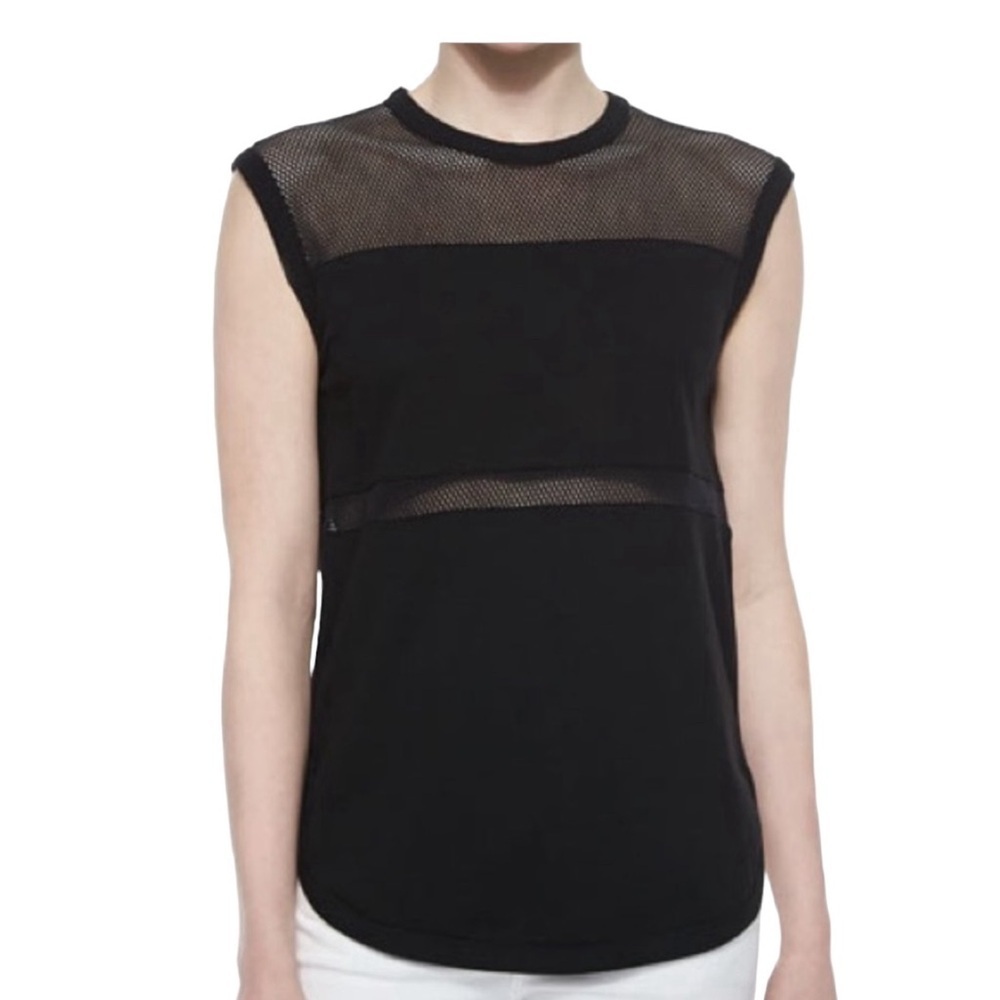 Rag & Bone Black Mesh Panel Top
